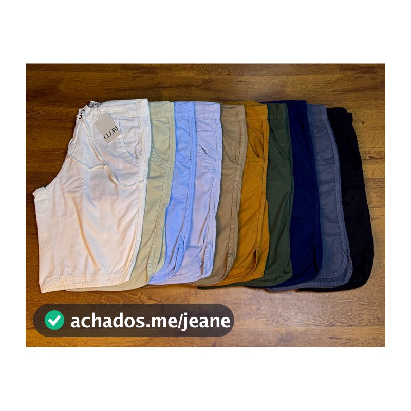 Bermuda Sarja Brim Masculina Premium 100% Algodão Peletizado Cós com Cordão Original