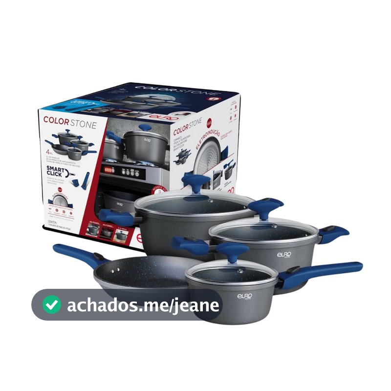 Conjunto De Panelas Smart Click Antiaderente Cabo Removível Não Gruda Parede Grossa Alta Qualidade