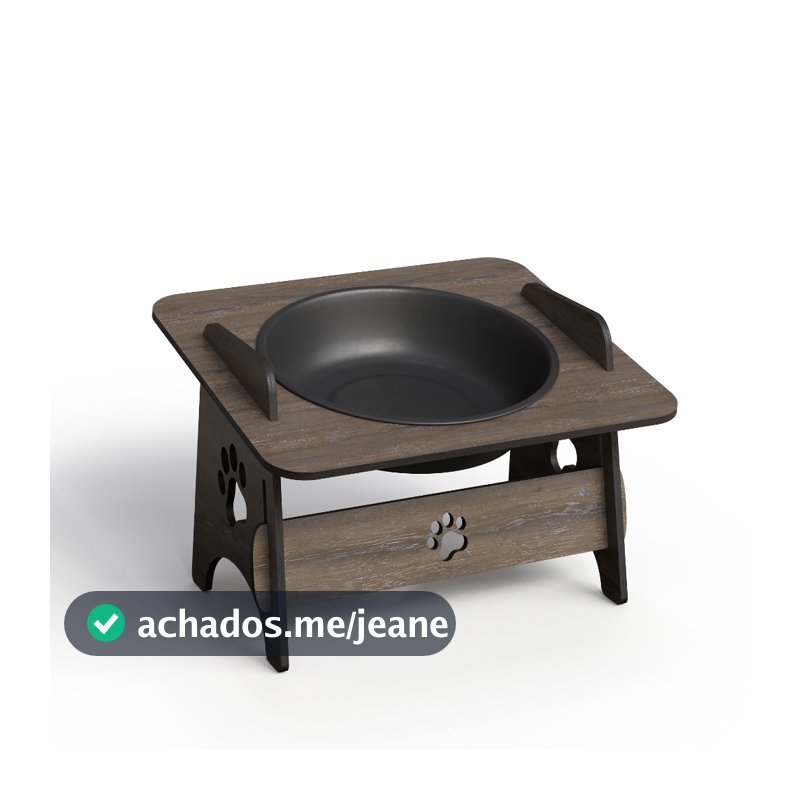 Comedouro Elevado Em MDF Para Gatos e Cachorros Pet Tigela Bebedouro Agua Ração