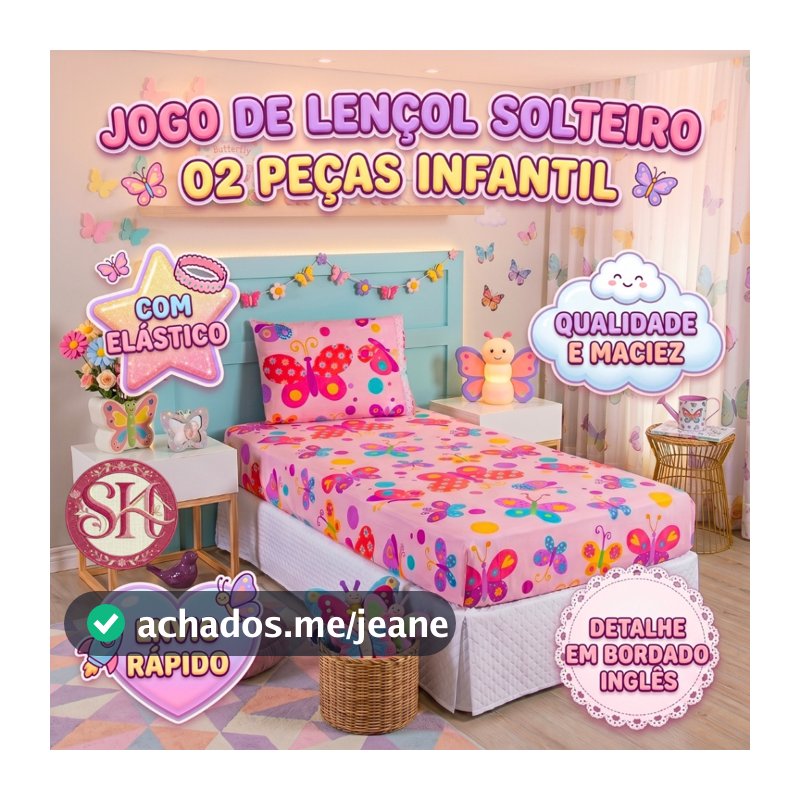 Jogo de Lençol Infantil 2 Peças Solteiro Estampado Menino Menina Crianças
