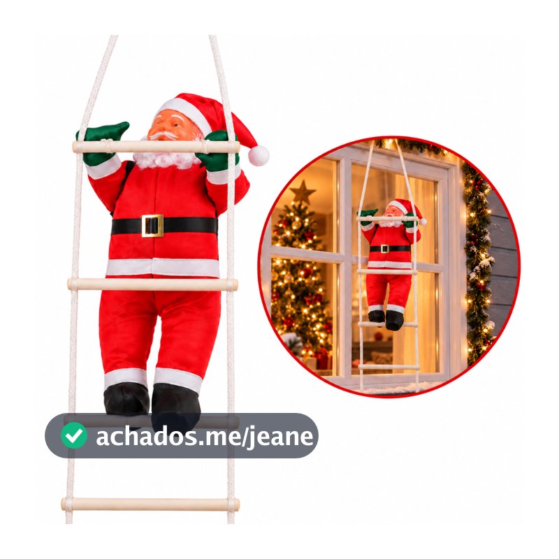 Papai Noel Subindo Escada 35 Ou 25Cm Enfeite Natalino Boneco Escalador Decoração De Natal Universal