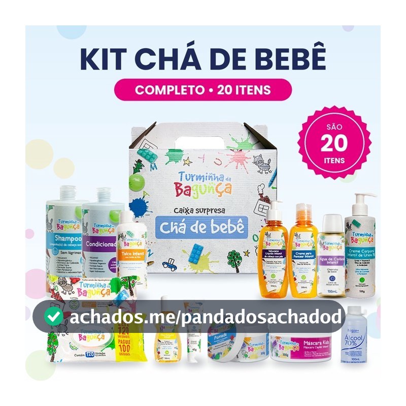 Kit Chá de Bebê Completo 20 Itens Turminha da Bagunça Higiene Bebê Presente Enxoval Maternidade Toalha Umedecida