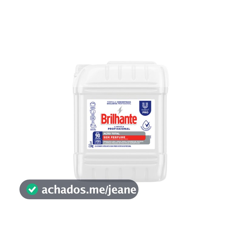 Sabão Líquido Ação Total Sem Perfume 7L Brilhante
