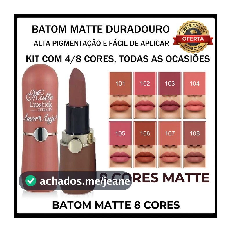 Kit Batom Matte com Acabamento Aveludado-À Prova D'água, Fácil Aplicação, Longa Duração
