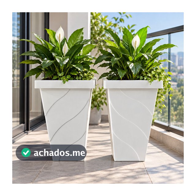 Kit 2 Vasos 13L Decorativos Redondos Ondulados para Plantas Branco ou Preto