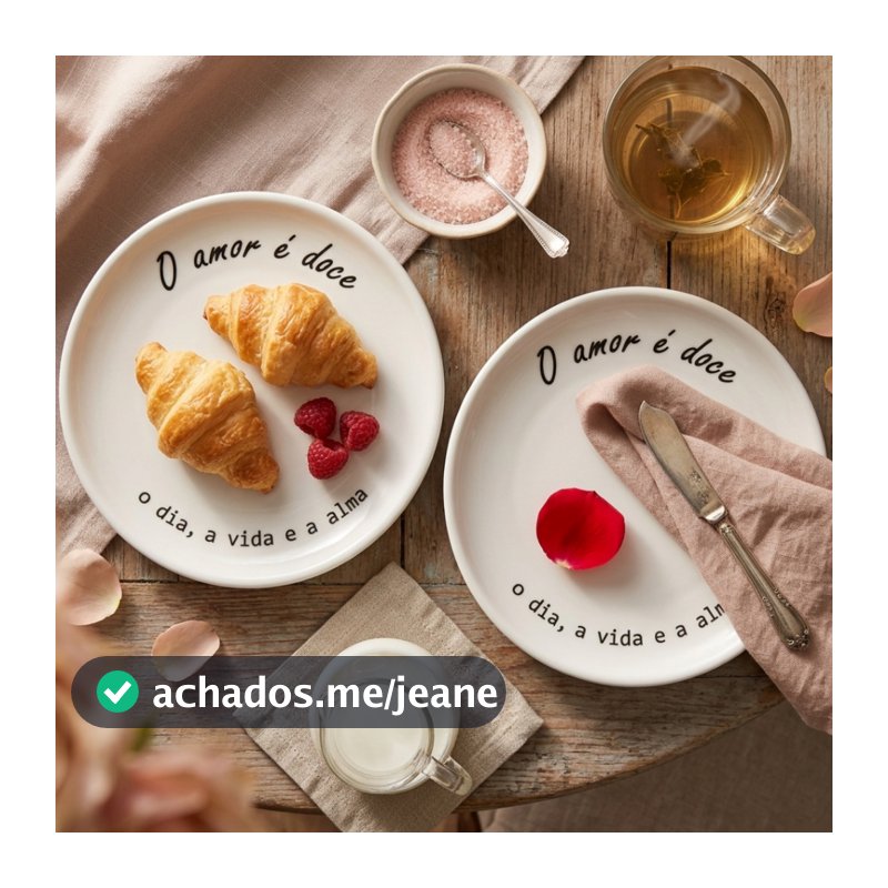 Jogo Prato Sobremesa Porcelana 15cm Mesa Posta Elegante Resistente Durável Presente Hmm que Delicia