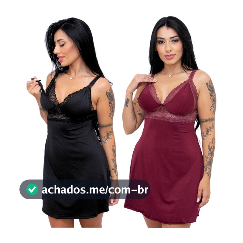 Kit 2 Camisola Pós Parto Camisola de Amamentar M ao 54 sem bojo Maternidade Lactantes Click Fácil Saída de Maternidade