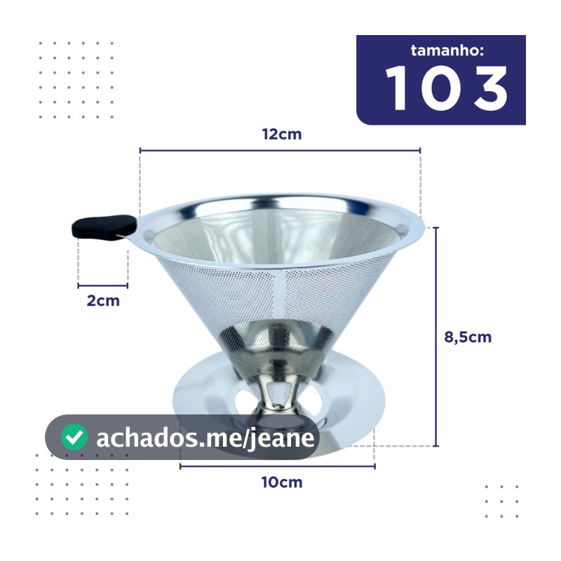 Filtro De Café 103 Inox  -  Coador de Café Grande Sem Uso De Papel - Mazzal