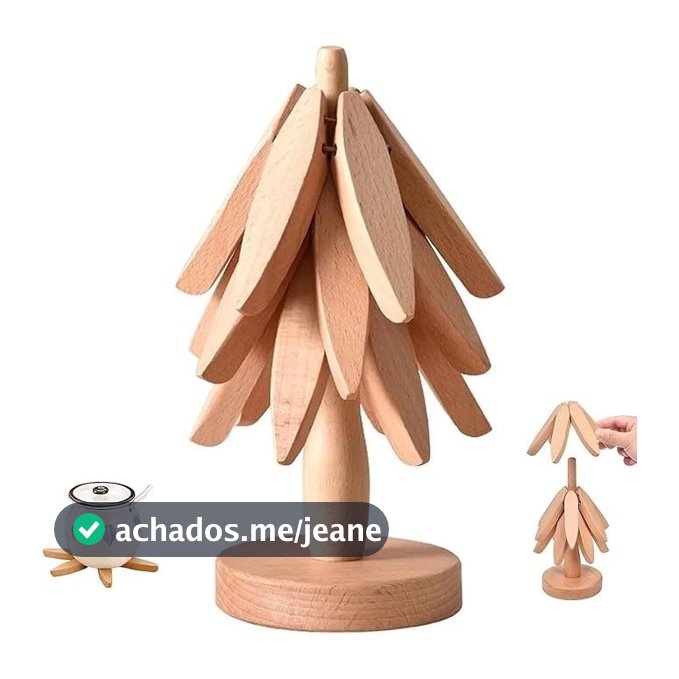 Suporte de Panela Dobrável em Madeira Formato de Árvore | Suporte para Panelas e Pratos Quentes | Trivet de Bambu