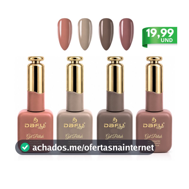 Kit 4 Esmaltes em Gel Dafu Nova Coleção Infinito Glow Sem Hema/Tpo 12ml Nude Rose Seca Cabine Uv/Led