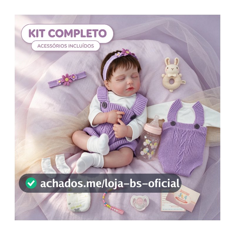 Boneca Bebê Reborn Silicone Realista 48cm Menina Olho fechado Pode dar Banho