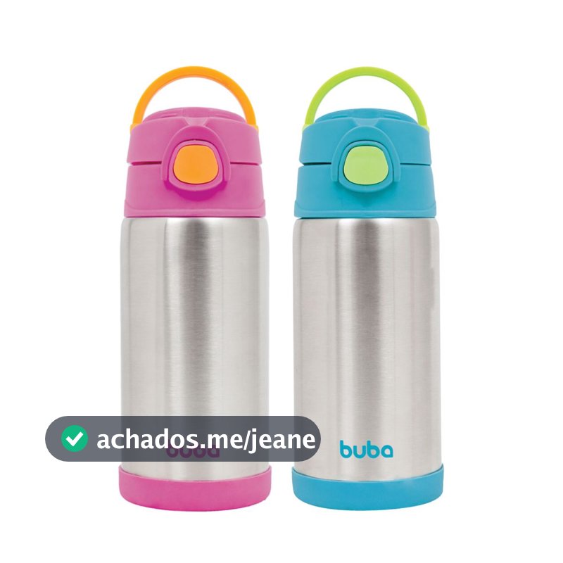Garrafa Térmica Infantil Bebê 400ml Bpa Free Canudo Buba