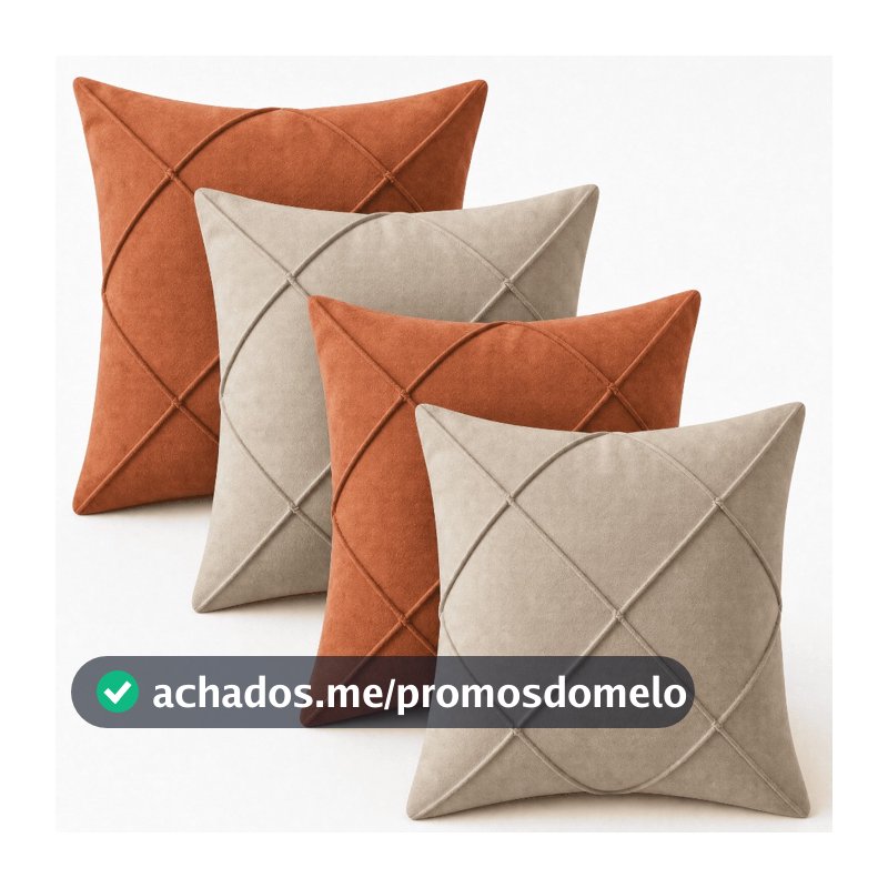 Kit 4 Capas de Almofada 40x40 cm Suede Premium Decorativa Luxo para Sofá Sala Quarto com Zíper