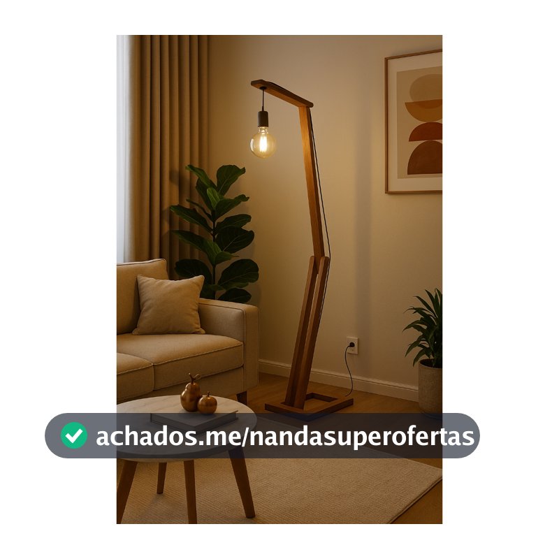 Luminária de chão ajustável minimalista Cor natural Madeira leitura decoração