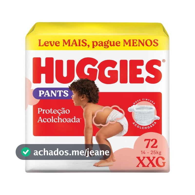 Fralda Huggies Roupinha Proteção Acolchoada Pants XXG 72 Unidades