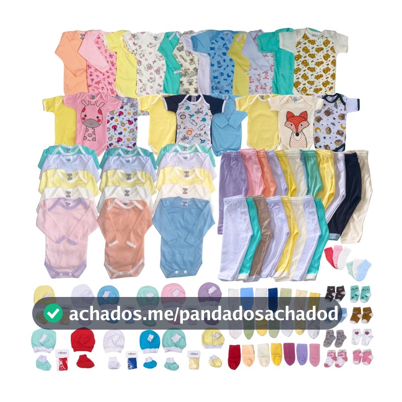 Kit 15 Peças Enxoval Bebê Básico Body Calça Luva – Menino Menina Unissex