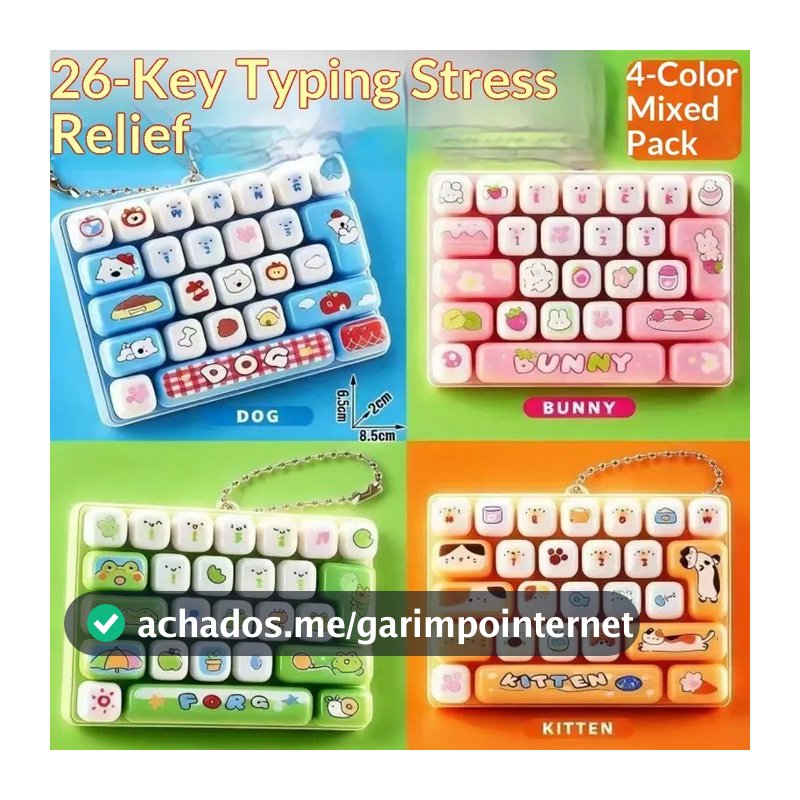 Mini Teclado Portátil Fidget Squishy Toy Bag Pingente Brinquedo Para Alívio Do Estresse Peça Única