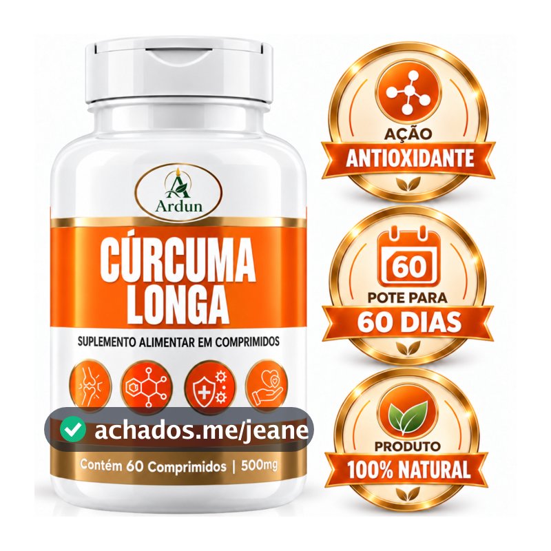 Cúrcuma Longa 100% Pura Anti - Inflamatório Natural Curcumina Açafrão da Terra 60 Comprimidos