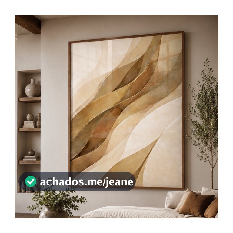 Quadro Decorativo Abstrato Moderno Sala 120X90cm com Vidro e Moldura para Sala de Estar Luxo Premium