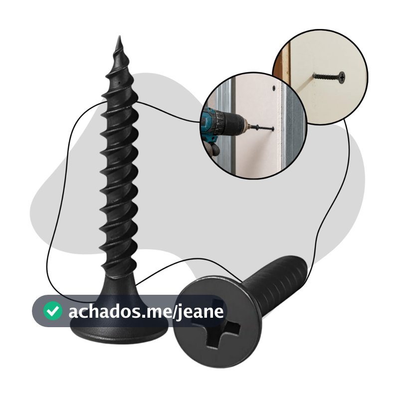 Parafuso Drywall GN25 3,5x25mm Ponta Agulha Cabeça Chata Phillips Trombeta Gesso Madeira - Kit com 500 e 1000 Unidades