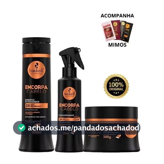 Kit Encorpa Cabelo Haskell Shampoo Mascara e Fluido