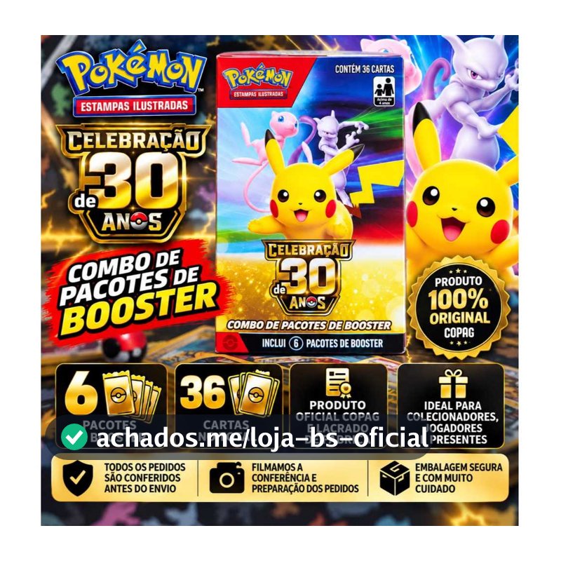 Combo de Booster Celebração 30 Anos - Pokémon TCG