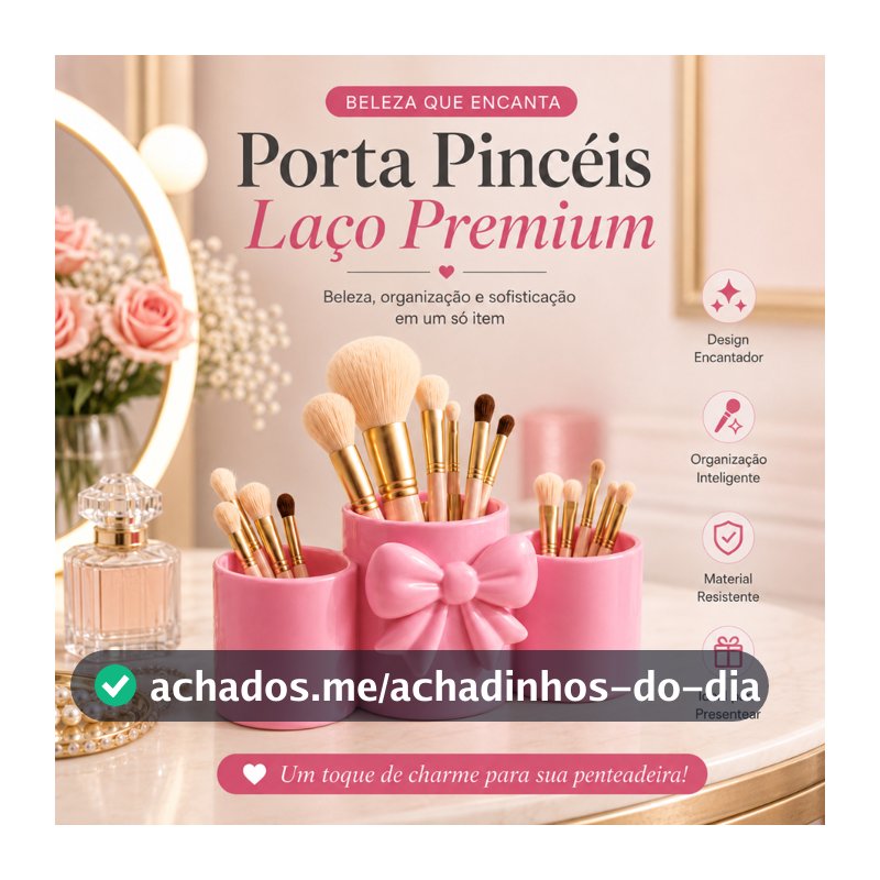 Porta Pincéis Maquiagem Organizador Mesa Porta Canetas Laço Elegante