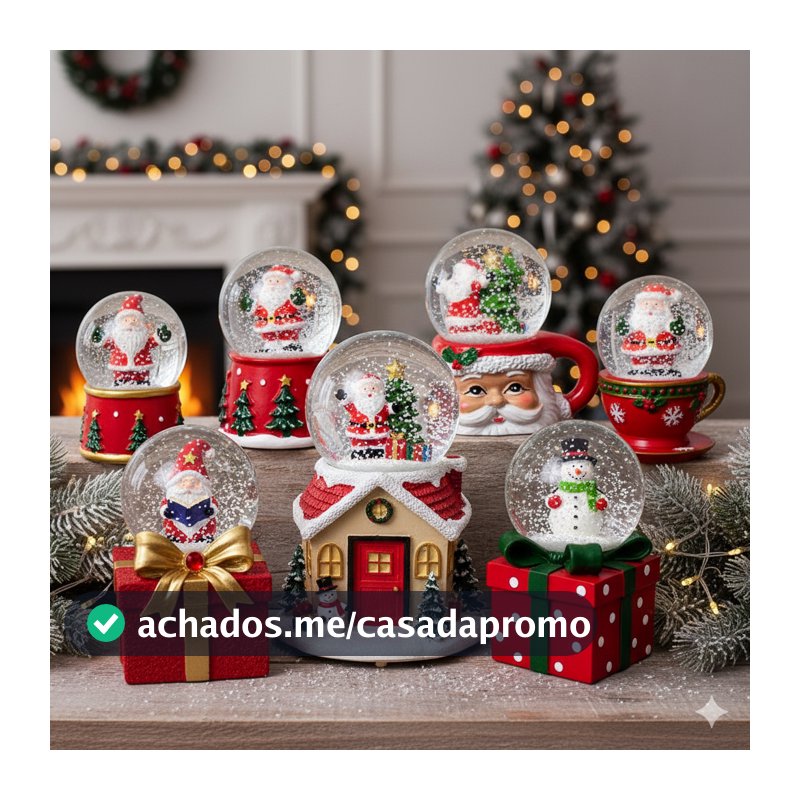 Globo de Neve de Natal Papai Noel - Decoração de Natal Festiva - Enfeite de Natal