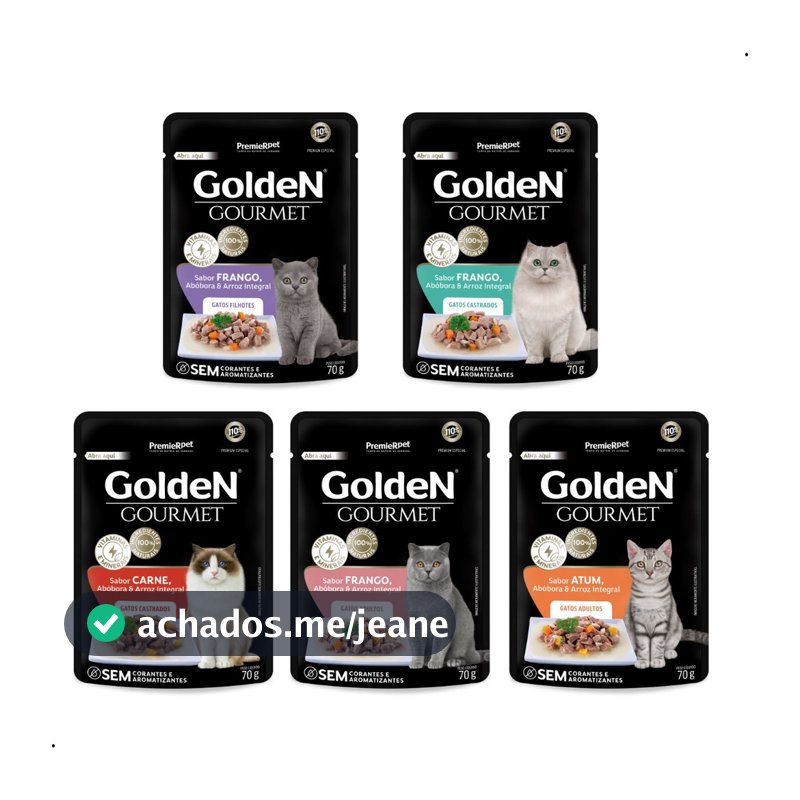 Kit 20 unidades Sache Golden Gourmet Sachê Golden Gatos Castrados Sachê Golden Gatos Filhotes
