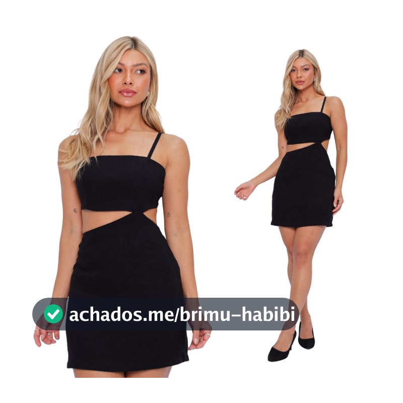 Vestido Feminino Alfaiataria Curto com Abertura Frente e Costas – Alça com Elástico