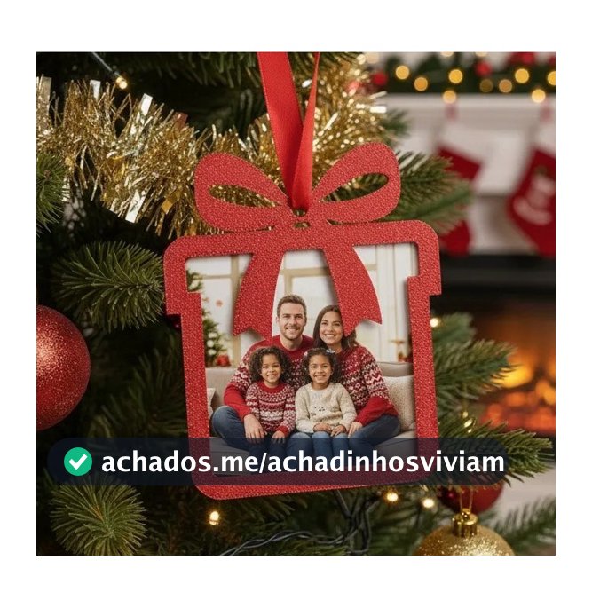 Kit Enfeites Natalinos Personalizados porta Foto 3D em PLA para Árvore de Natal