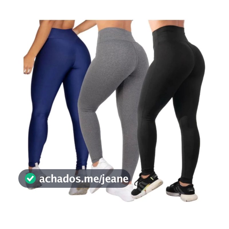 Kit 3 Calça Legging Longa Cós Médio Suplex  Feminina Plus Size Academia Fitnes  Básico Dança Pilates Treino Caminhada