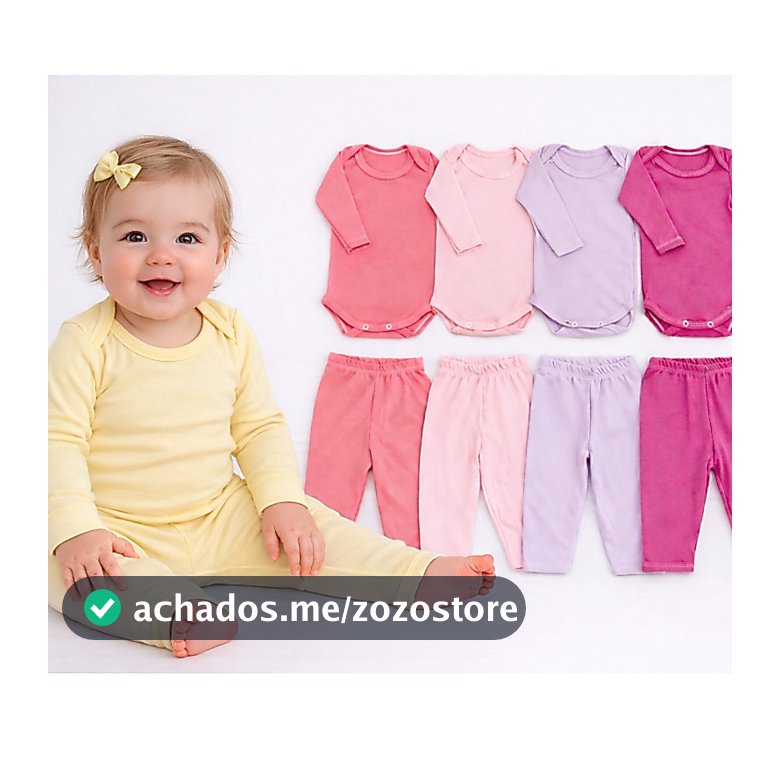 Kit 8 Peças Body + Mijão Conjunto Menina Menino Manga Longa Infantil Bori Feminina Masculino P ao G