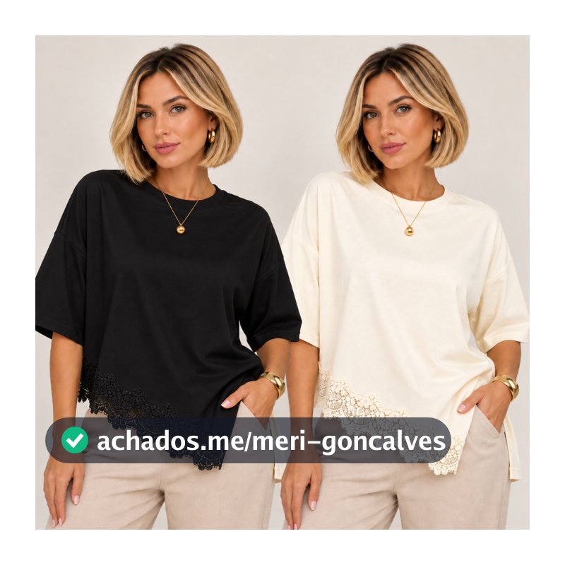 KIT 2 BLUSAS FEMININA OVERSIZED DE RENDA BLUSA ASSIMÉTRICA BLUSA FEMININA ESTILOSA T SHIRT FEMININA ALGODÃO