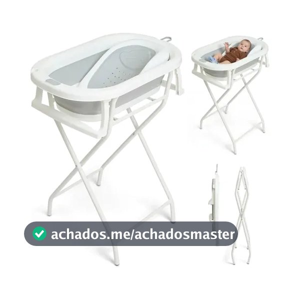 Banheira de Bebe com Suporte e Encosto Kit Dobrável 3 em 1 até 44 litros  Pipdip