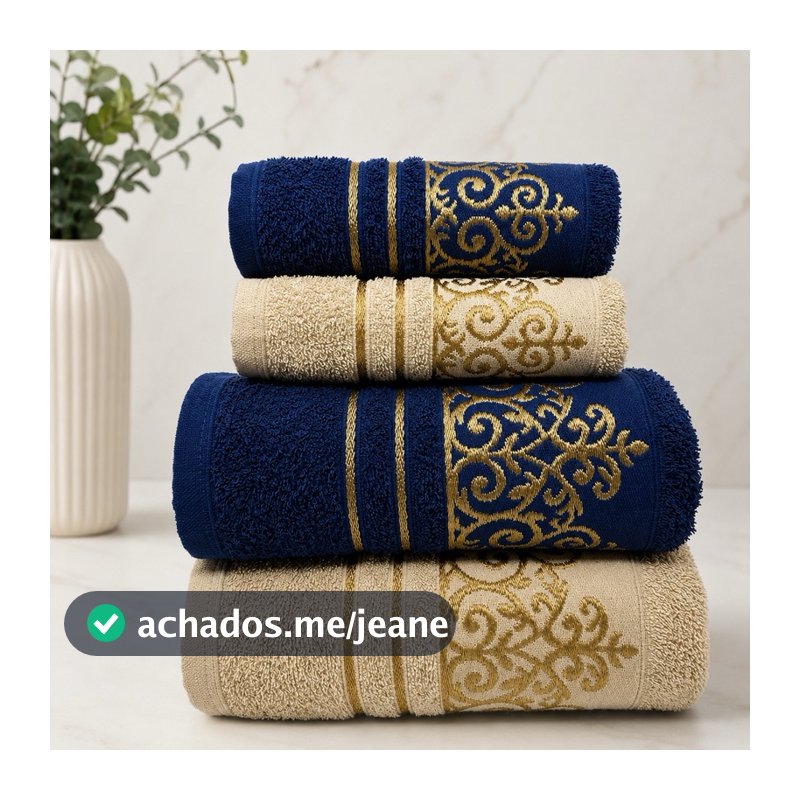 Jogo de Toalha Banho Rosto Algodão Premium 4 Peças Felpuda Alta Absorção Macia Grande 400g Luxo OfertaO