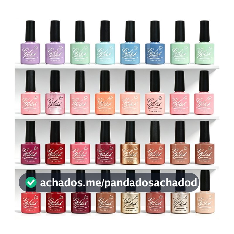 Kit 10 Esmaltes em Gel Uv/Led Unhas Nail Design Acrigel Cor Aleatório Glitter Arte Manicure