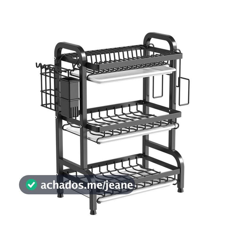 haosin Escorredor De Pratos Preto Em Aço Inoxidável Com 3 Camadas