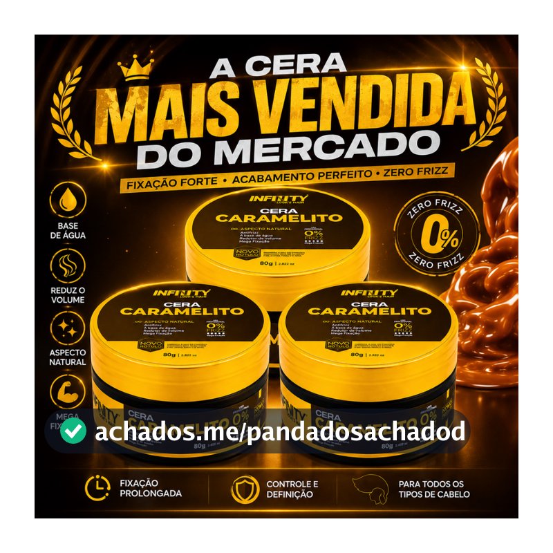 Kit 3x Pomada Cera Modeladora Caramelito 80g Infinity Classe A Modela Alta Fixação Antifrizz Hidrata os Fios