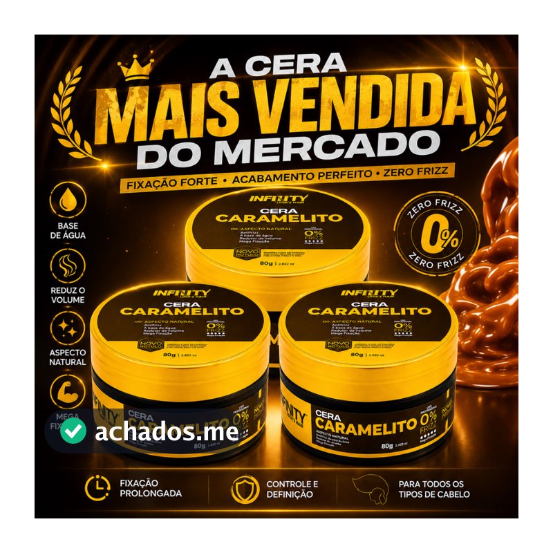 Kit 3x Pomada Cera Modeladora Caramelito 80g Infinity Classe A Modela Alta Fixação Antifrizz Hidrata os Fios