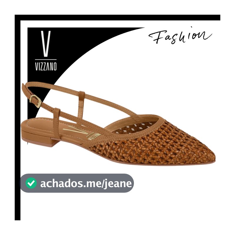 Sapatilha Feminina Vizzano Slingback Trançado Confortável Leve Bico Fino Lançamento Original