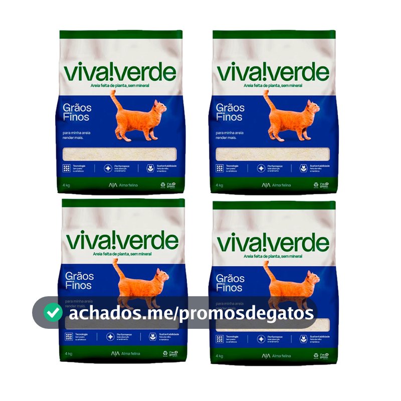 Kit 4 Areia Higiênica Biodegradável Limpeza Plena Viva Verde 4 kg