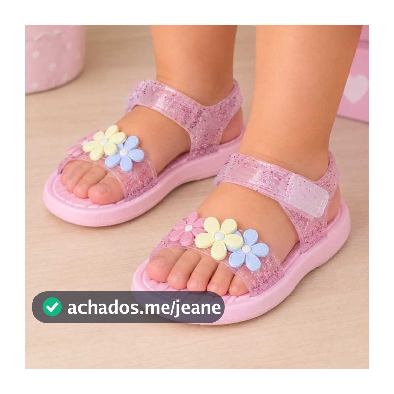 Sandália Infantil Papete Menina Chinela Percata Velcro Leve Antiderrapante Cor Rosa Brilho Confortável Tendência Promoçã