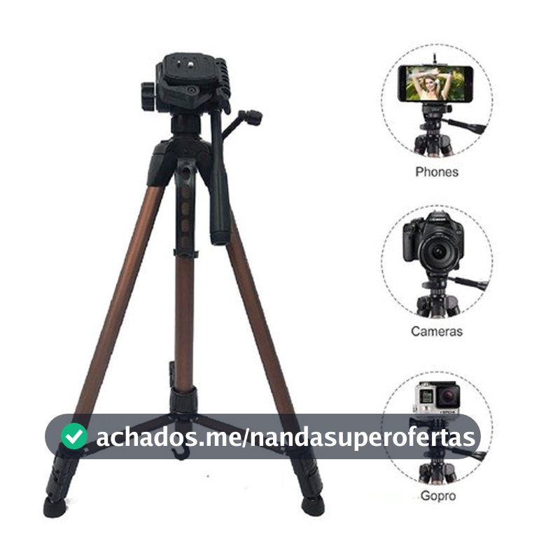 Tripé Profissional Alumínio 140cm Para Câmera Celular Smartphone Suporte Fotográfico Ajustável