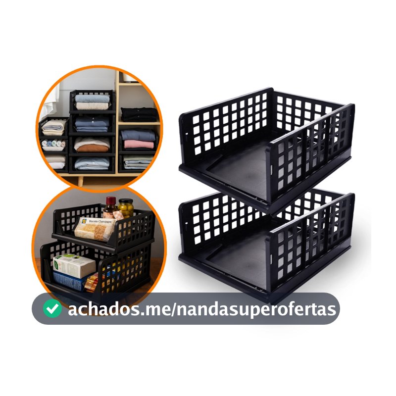 Kit Organizador de Armario Cozinha Empilhavél Caixa Organizadora Multiuso Prateleira