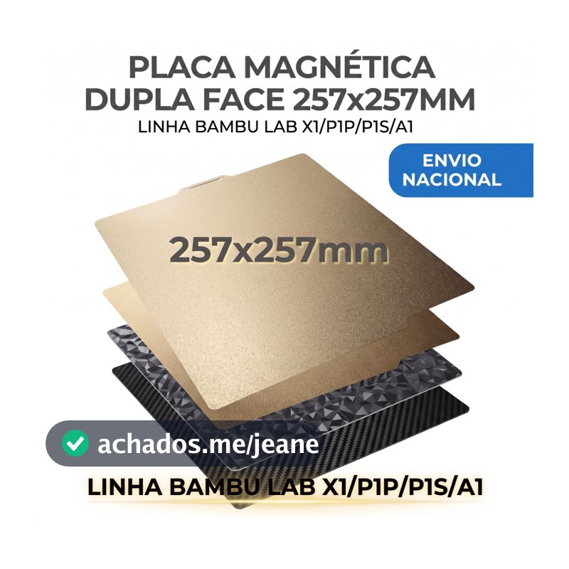 Placa de Impressão para Impressora 3D Bambu Lab X1C P1S P1P A1 257x257mm  Zuppi Tech