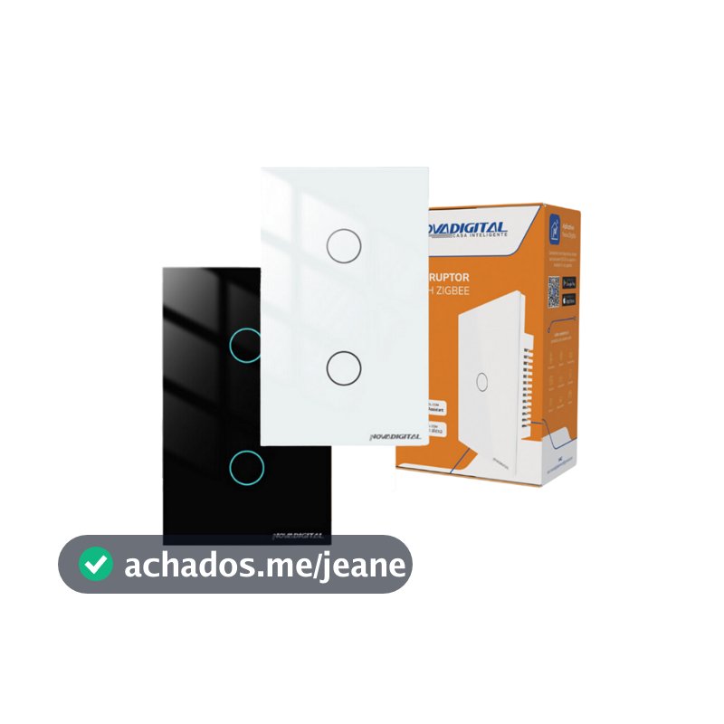 Interruptor Inteligente 2 Botões Zigbee Mesh 4x2 Touch Alexa Google App Smartlife Novadigital Smart