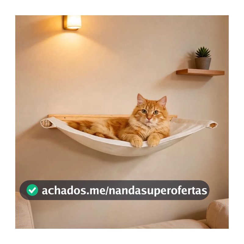 Rede Cama De Parede Grande Suspensa Para Gatos Brie Pet Bege