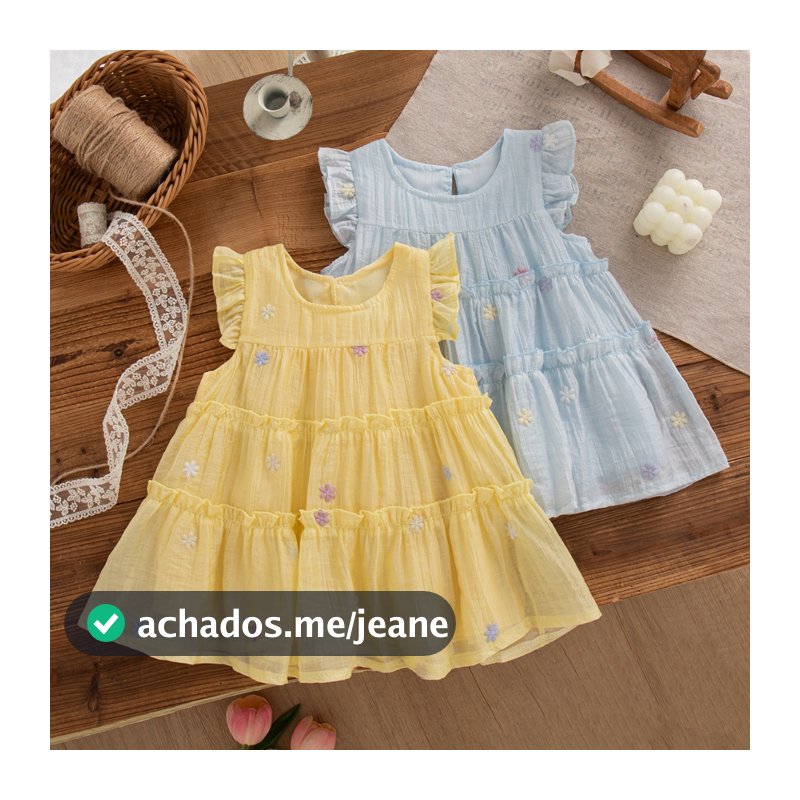 Vestido De Menina Com Flores Coloridas , Novas Roupas Infantis Macias E Bonitas De Verão (9 Meses A 4 Anos)