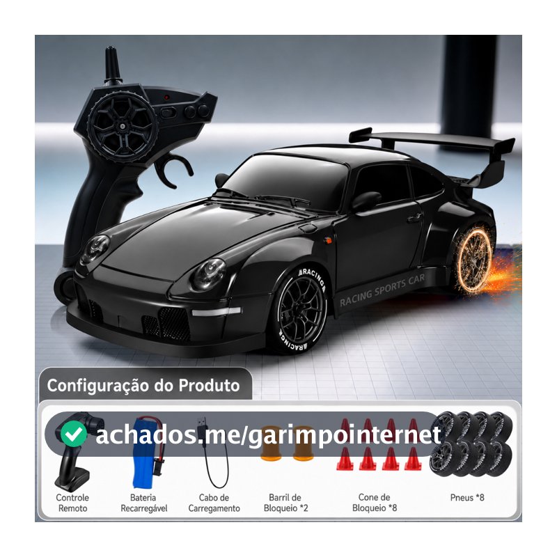 Carrinho Controle Remoto Drift 4x4 Alta Velocidade RC 2.4G Bateria Luzes Brinquedo Presente 1:24